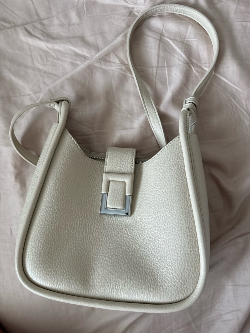 Cream Miztique Buckle Hobo Shoulder Bag